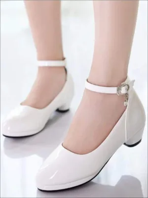 Girls Patent Synthetic Leather Ankle Strap Dress Up Shoes By Liv and Mia
