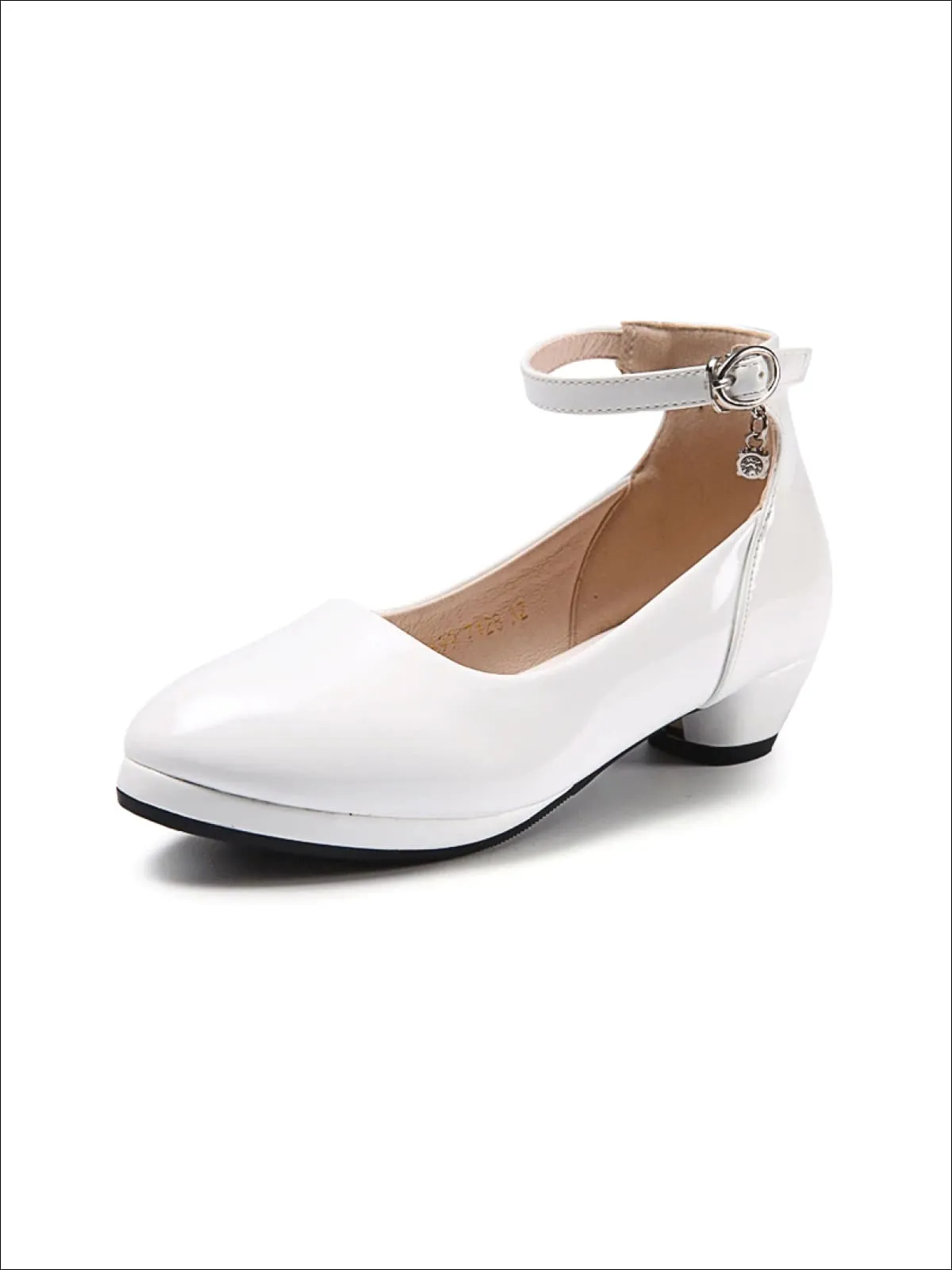 Girls Patent Synthetic Leather Ankle Strap Dress Up Shoes By Liv and Mia