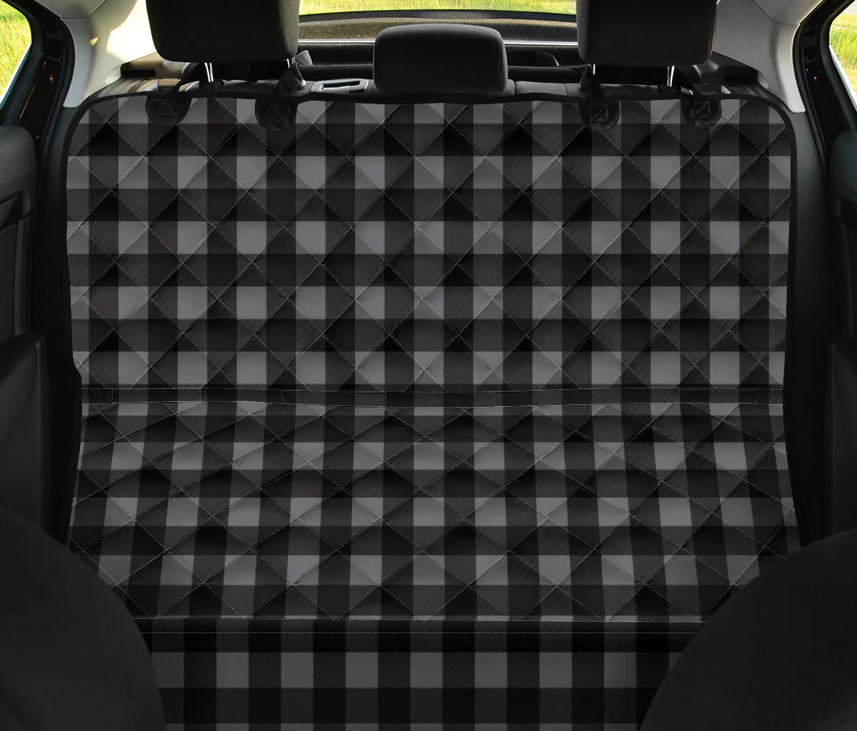 Gray and Black Buffalo Plaid Back Bench Seat Cover For Pets