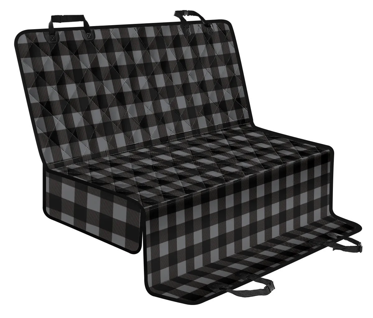 Gray and Black Buffalo Plaid Back Bench Seat Cover For Pets