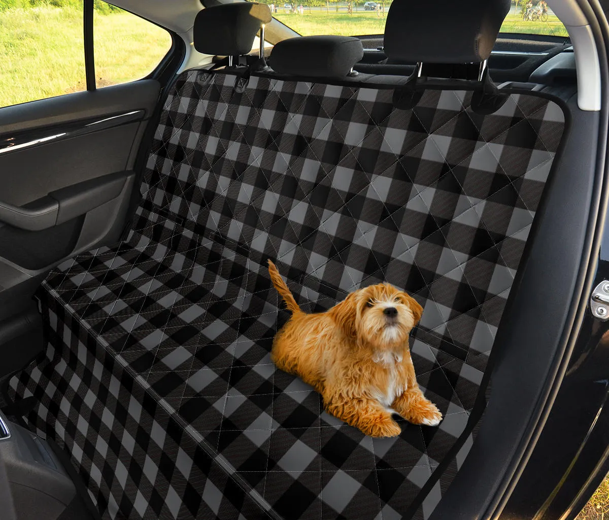 Gray and Black Buffalo Plaid Back Bench Seat Cover For Pets
