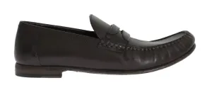 Gray Leather Loafers Shoes