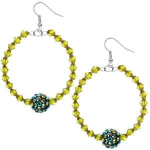 Green Disco Ball Bead Hoop Earrings