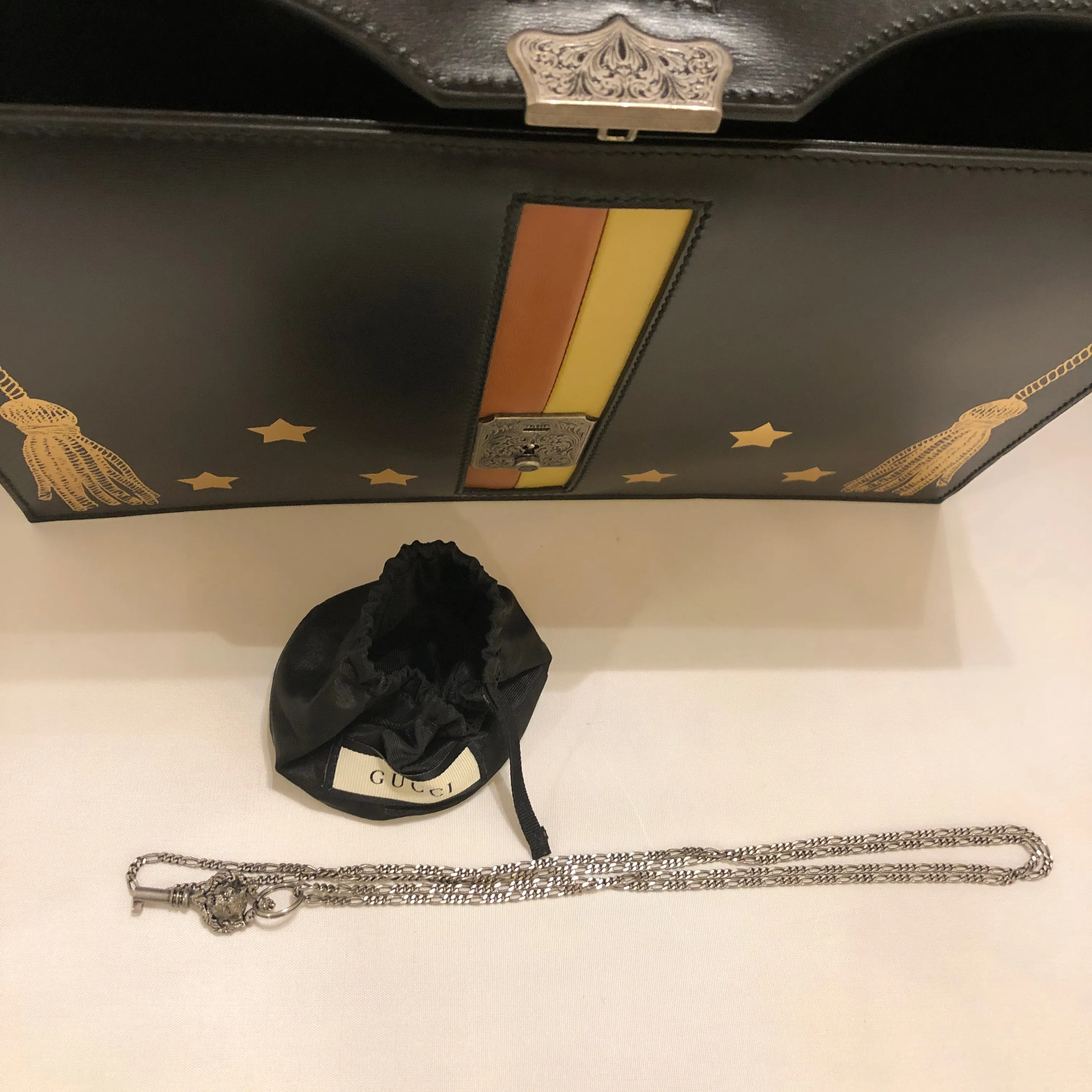 Gucci Hand Painted Padlock Cutch in Black