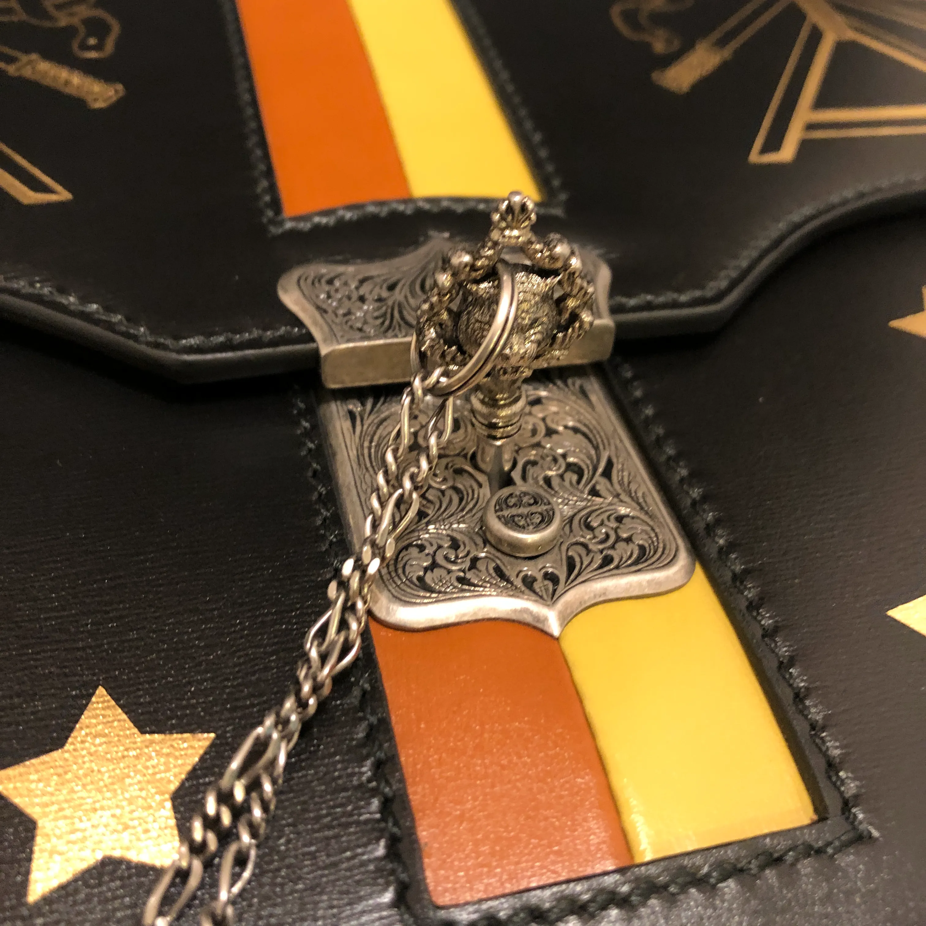 Gucci Hand Painted Padlock Cutch in Black