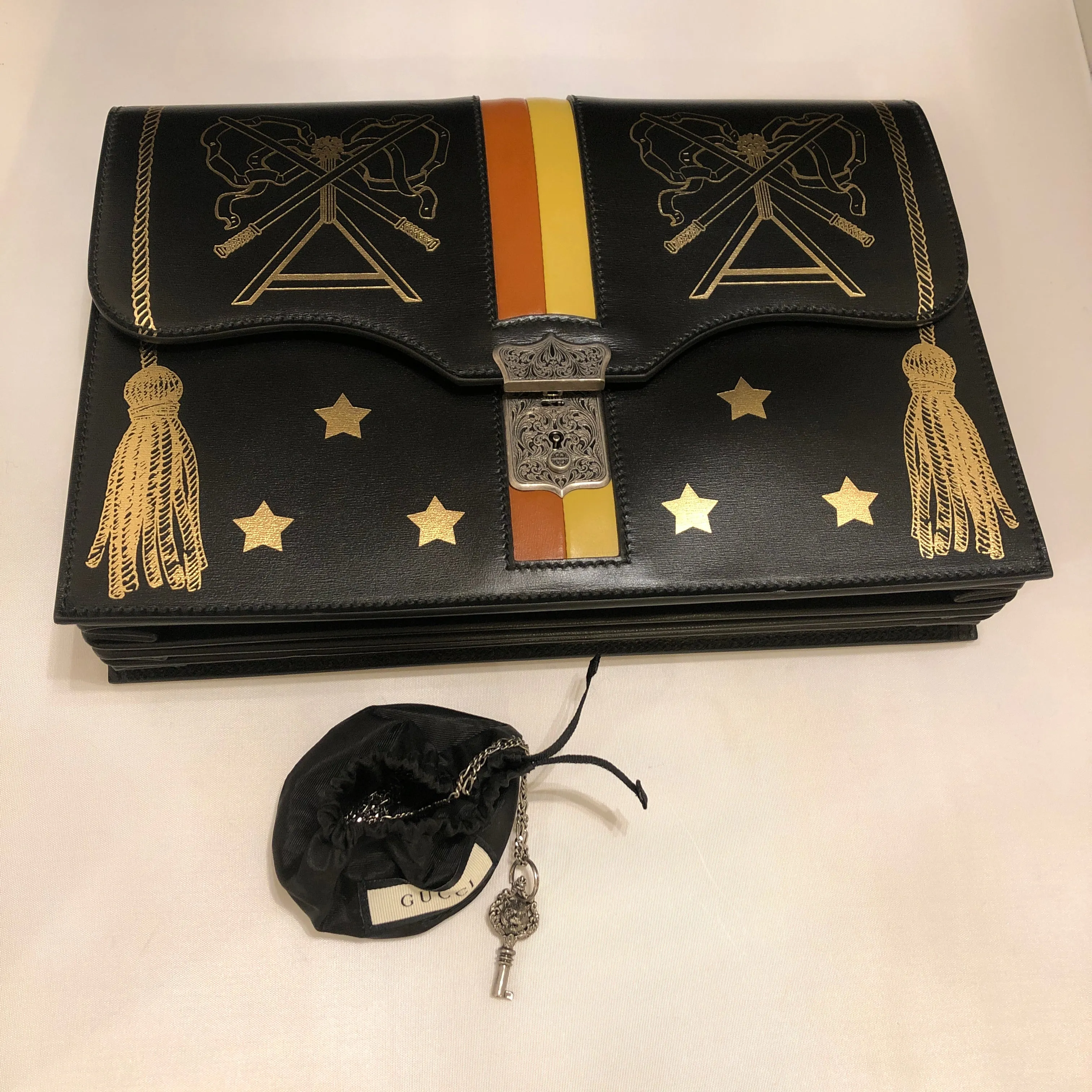 Gucci Hand Painted Padlock Cutch in Black