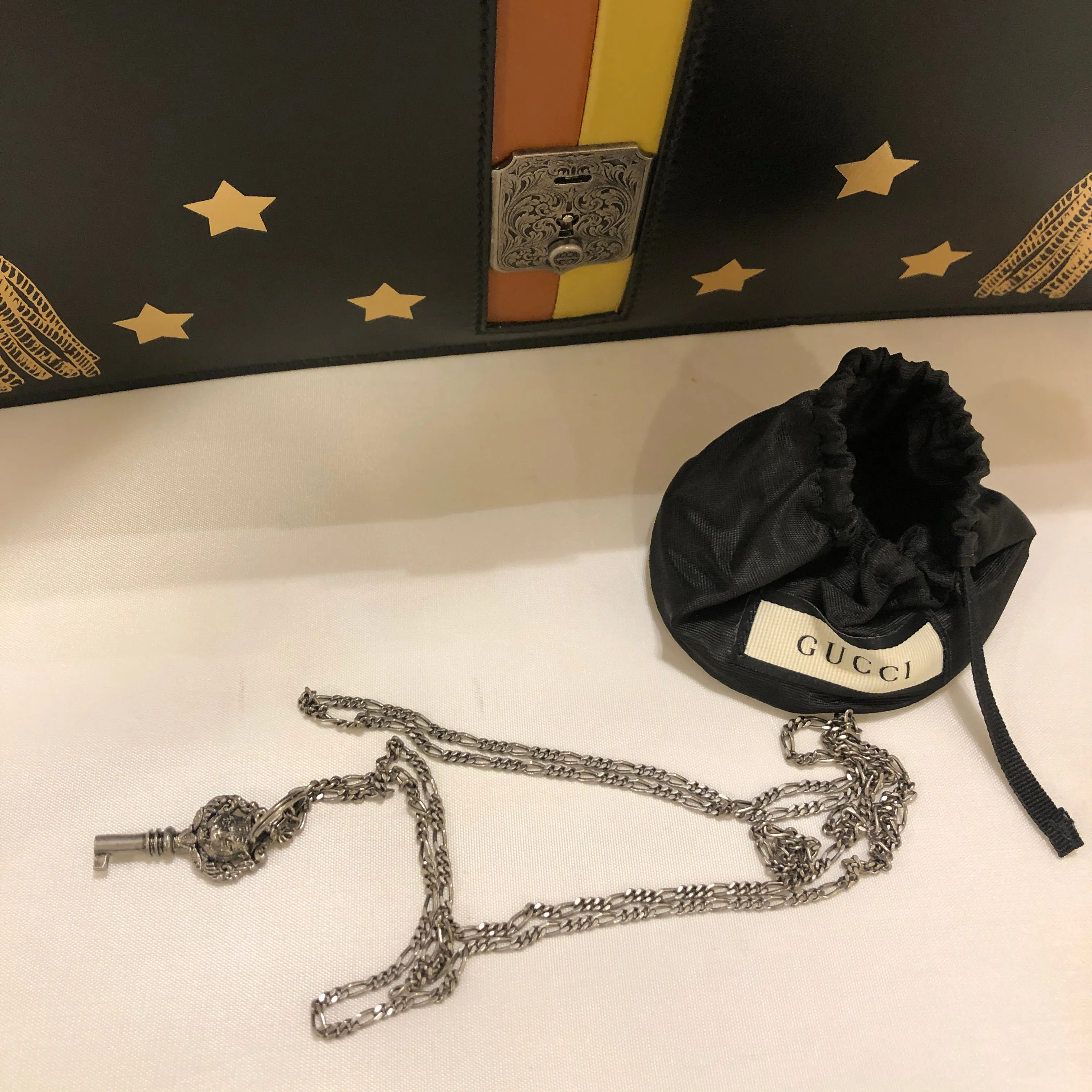 Gucci Hand Painted Padlock Cutch in Black