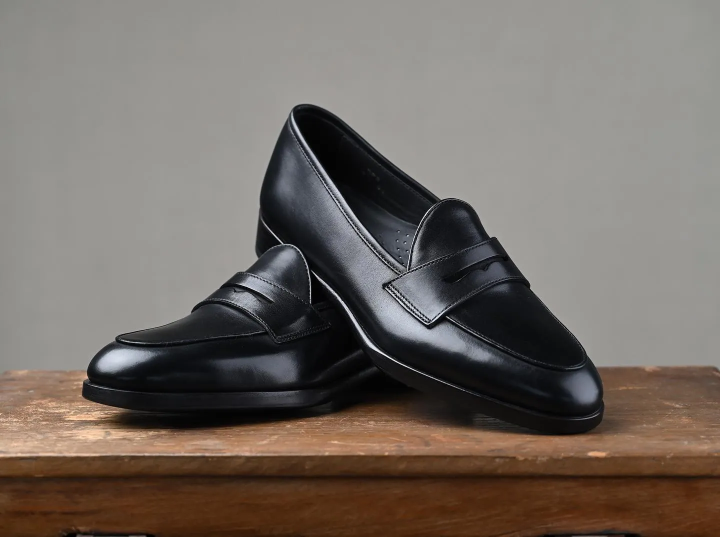 Handmade Black Leather Moccasins for Men