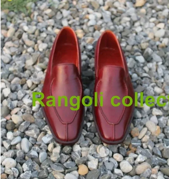 Handmade Maroon Leather Moccasins for Men
