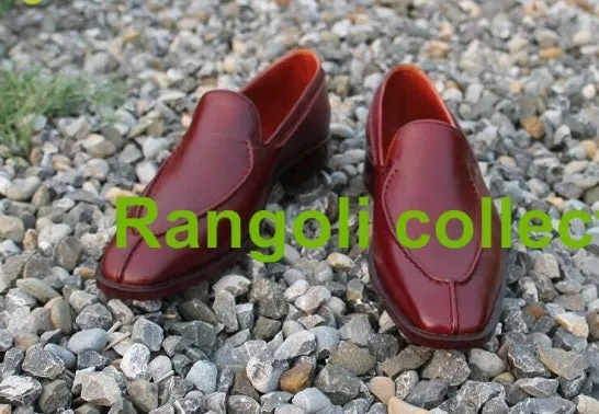Handmade Maroon Leather Moccasins for Men