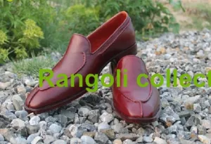 Handmade Maroon Leather Moccasins for Men