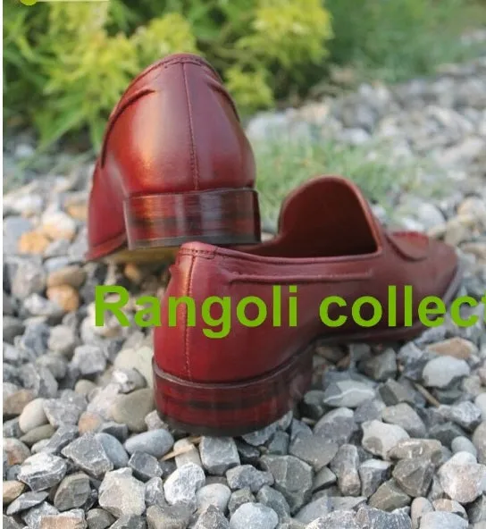 Handmade Maroon Leather Moccasins for Men
