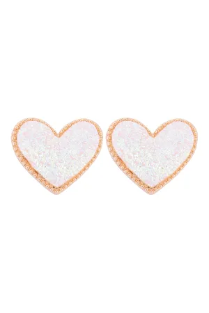 HEART DRUZY POST EARRINGS