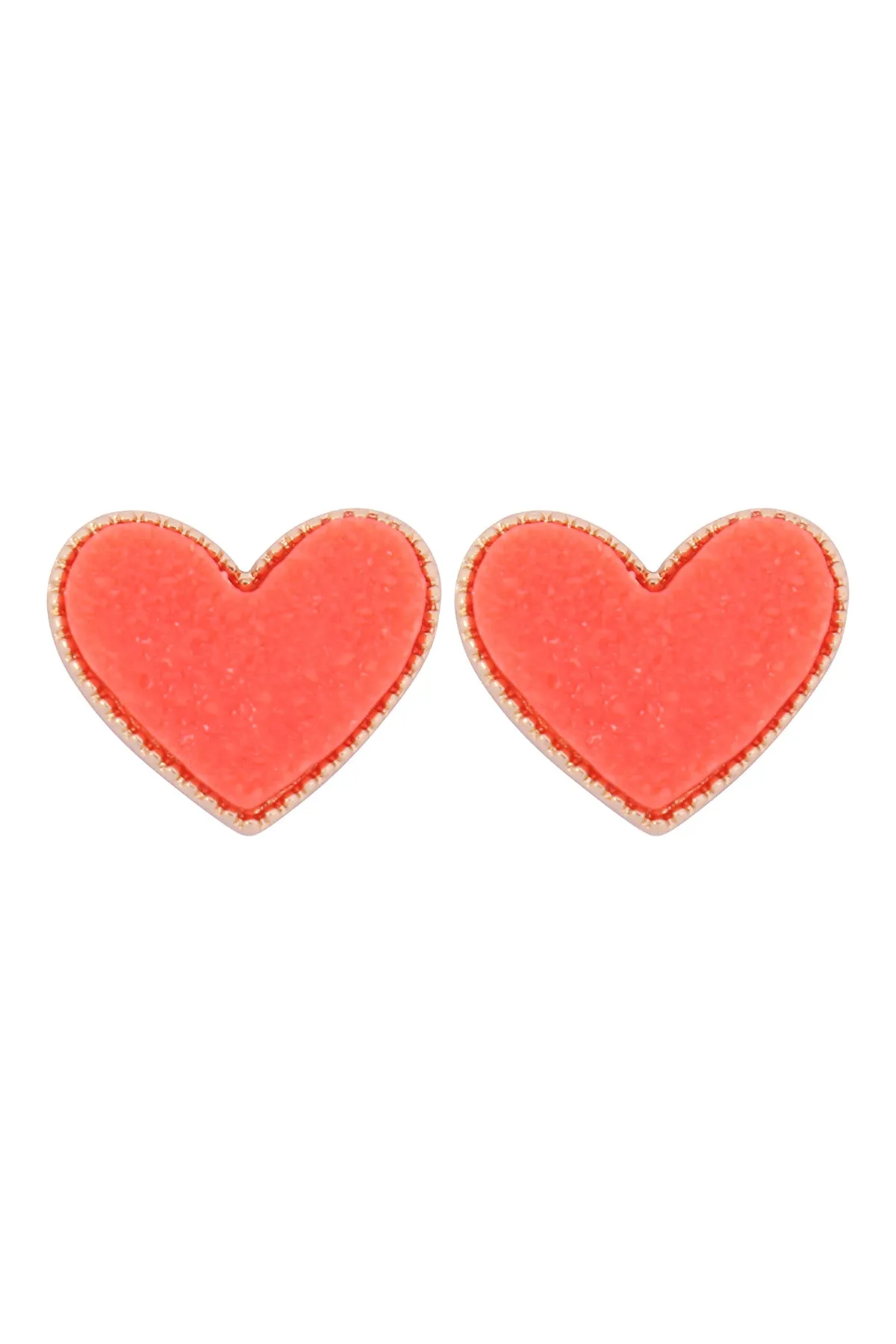 HEART DRUZY POST EARRINGS