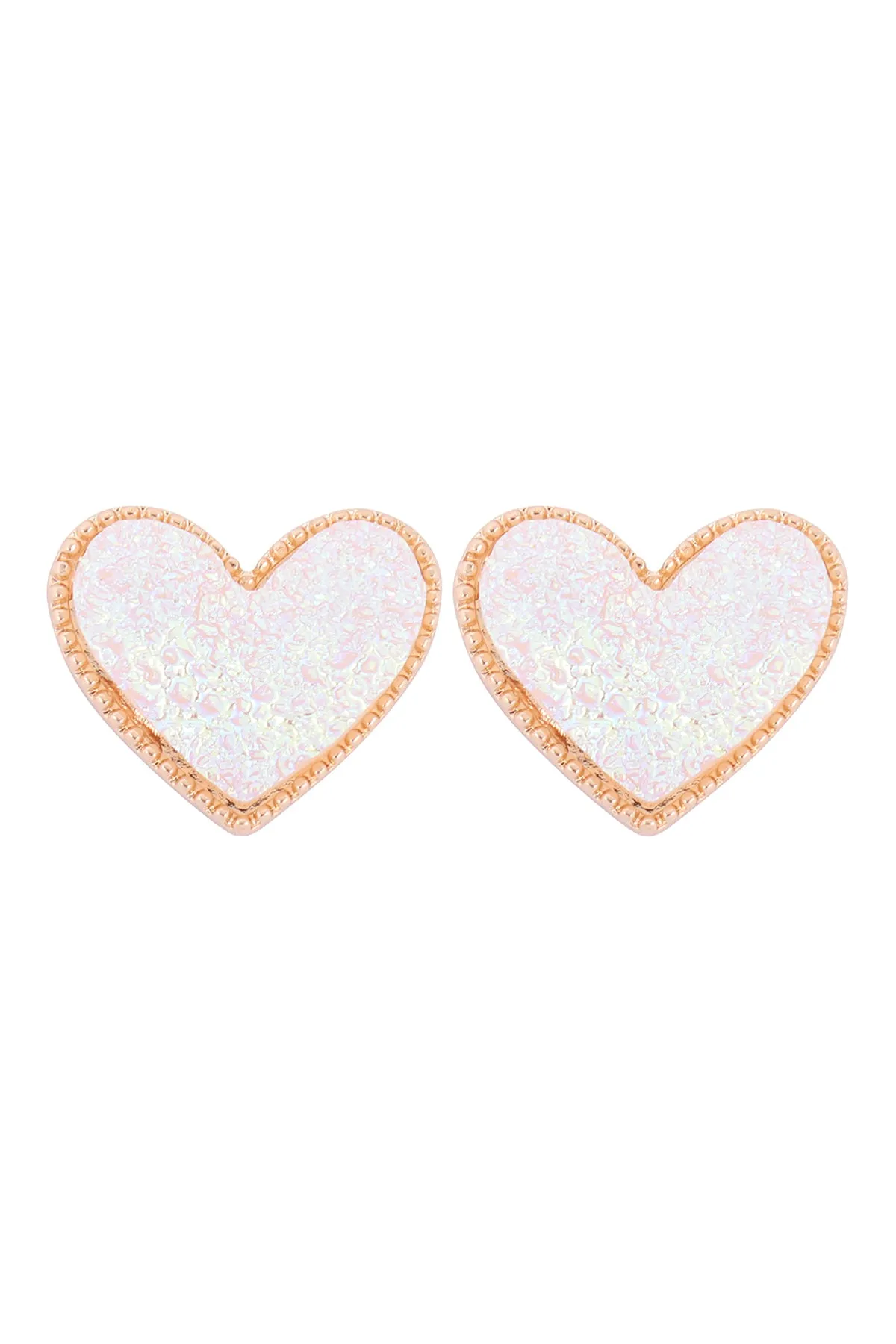 HEART DRUZY POST EARRINGS