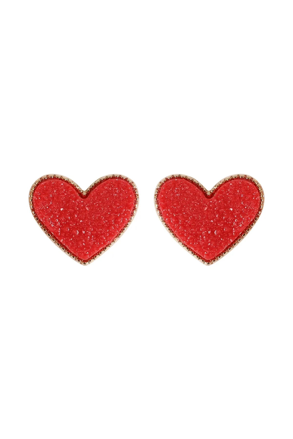 HEART DRUZY POST EARRINGS
