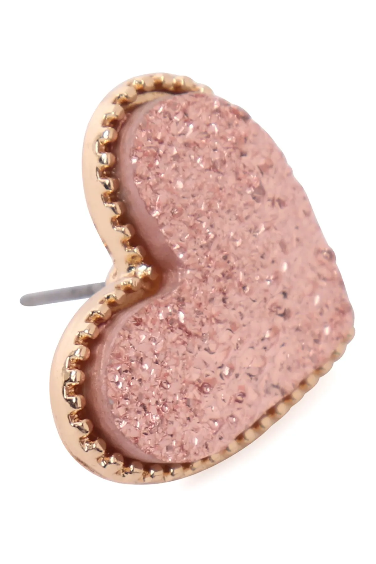 HEART DRUZY POST EARRINGS