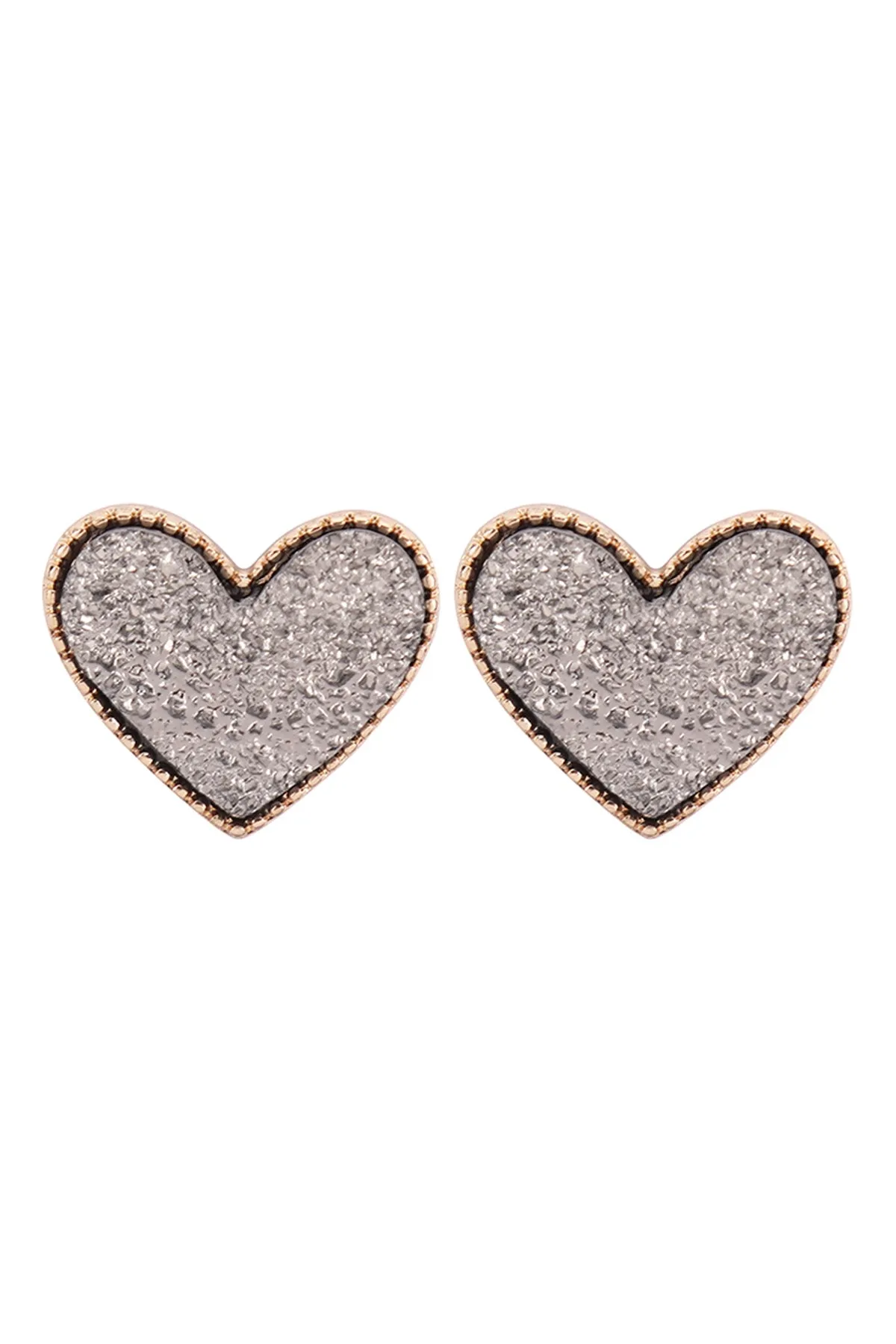 HEART DRUZY POST EARRINGS