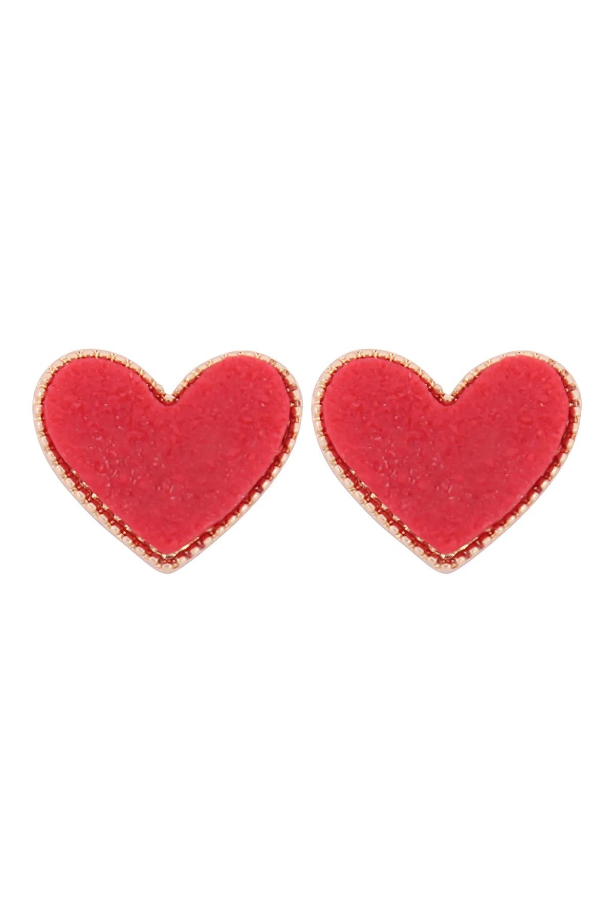 HEART DRUZY POST EARRINGS