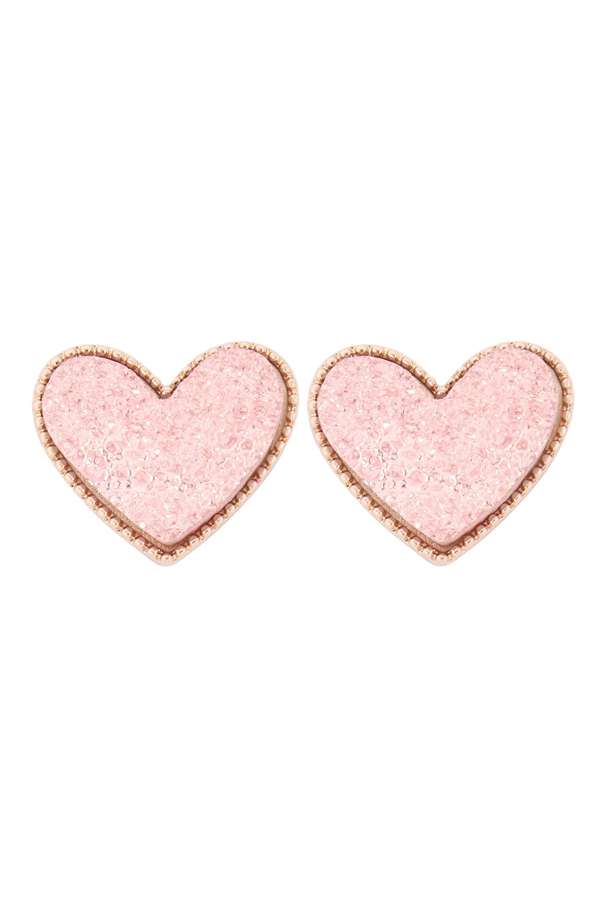 HEART DRUZY POST EARRINGS