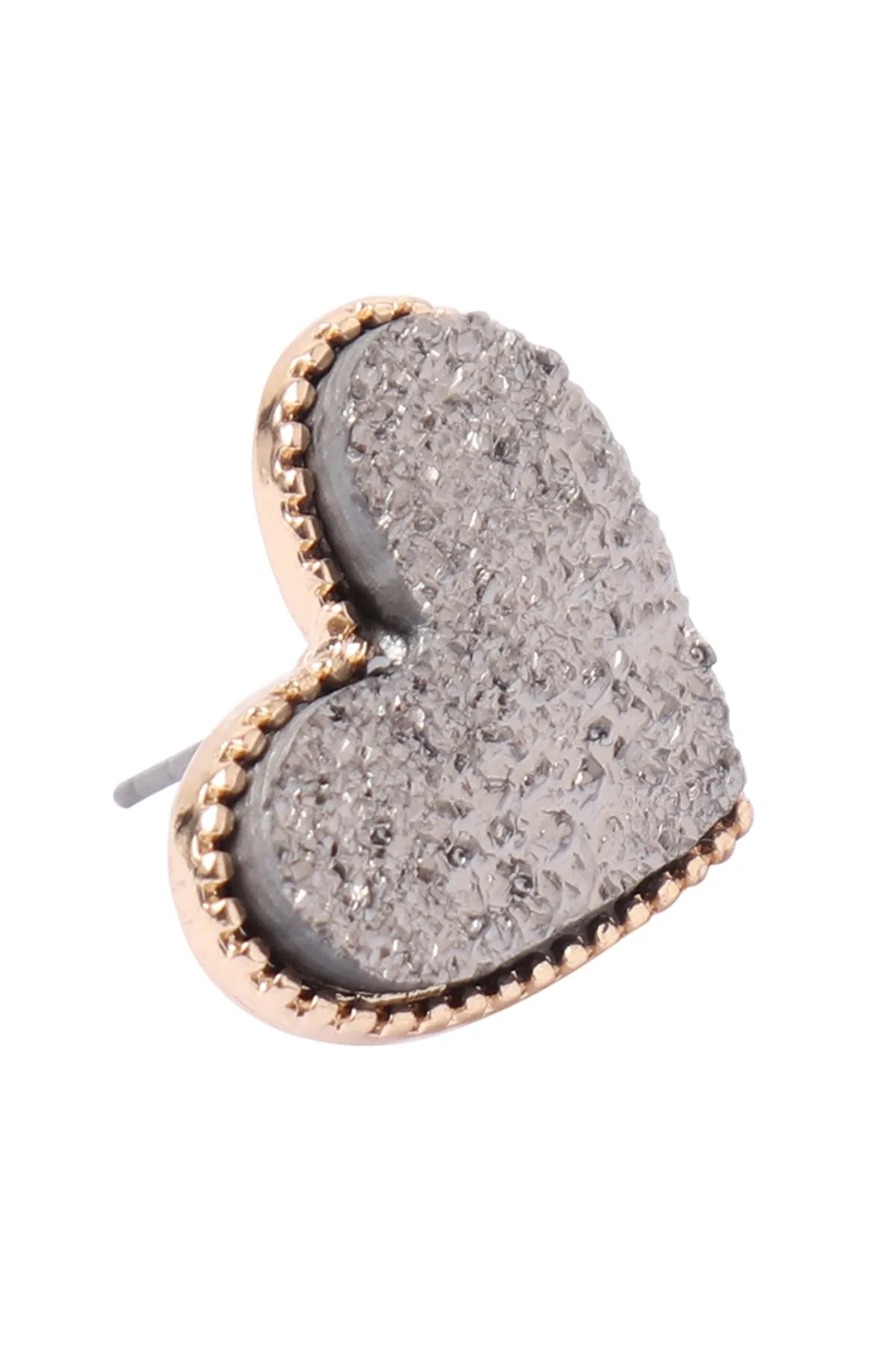 HEART DRUZY POST EARRINGS