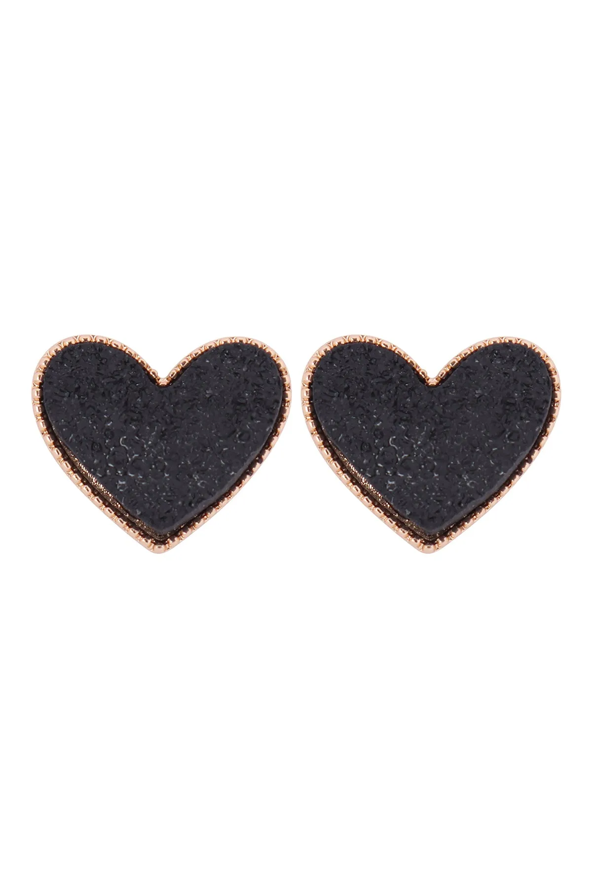 HEART DRUZY POST EARRINGS