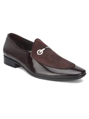 Hydes N Hues Men Brown Solid Formal Slip-Ons