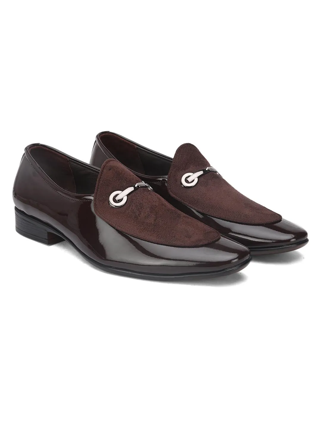 Hydes N Hues Men Brown Solid Formal Slip-Ons
