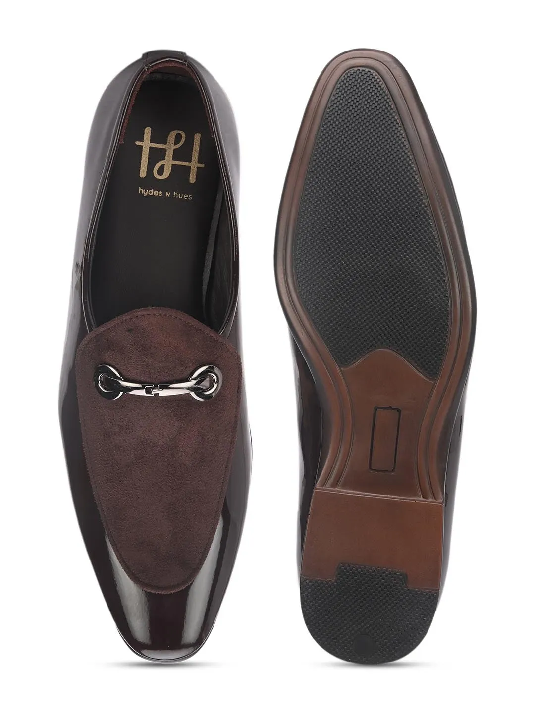 Hydes N Hues Men Brown Solid Formal Slip-Ons