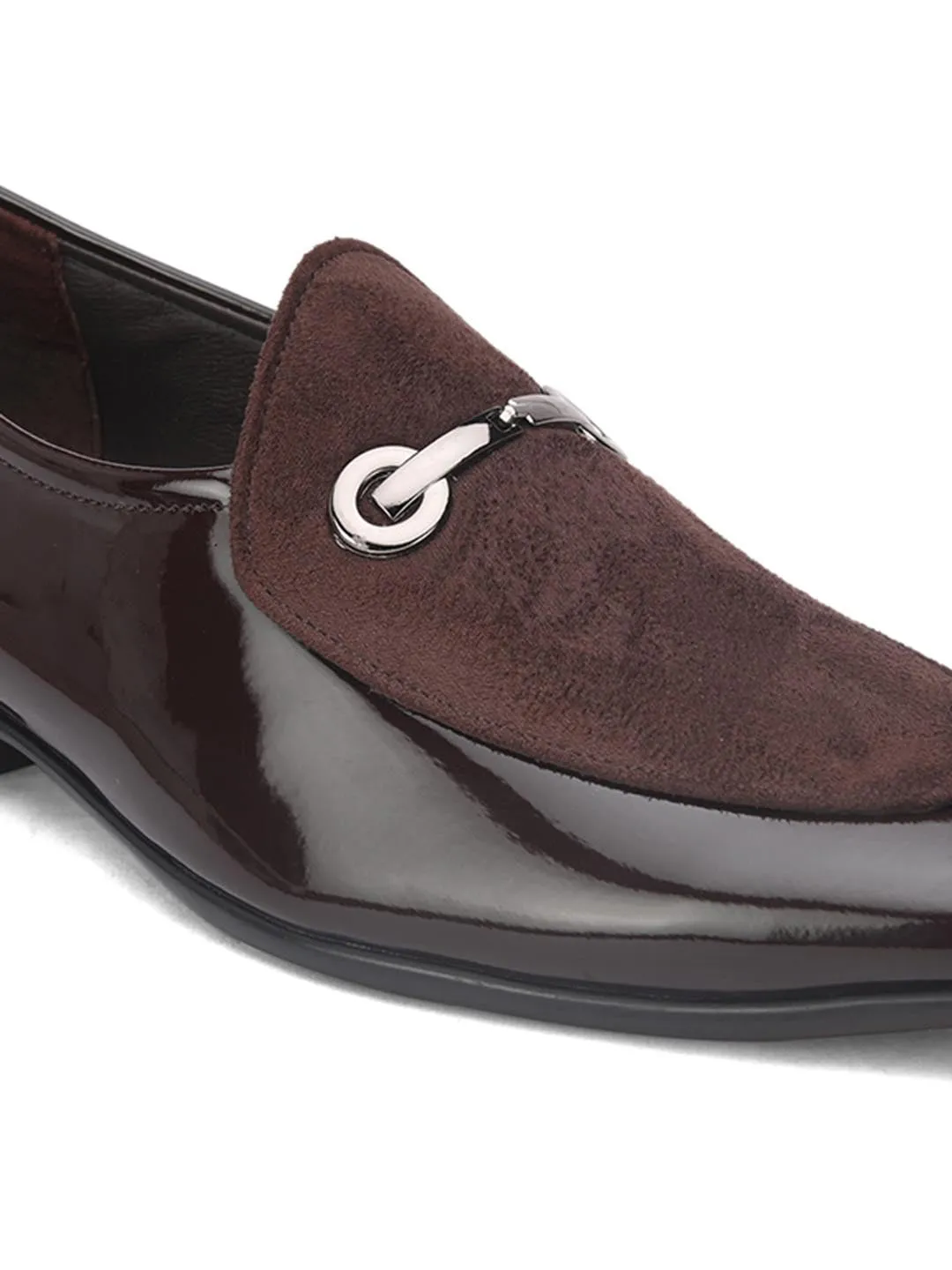 Hydes N Hues Men Brown Solid Formal Slip-Ons