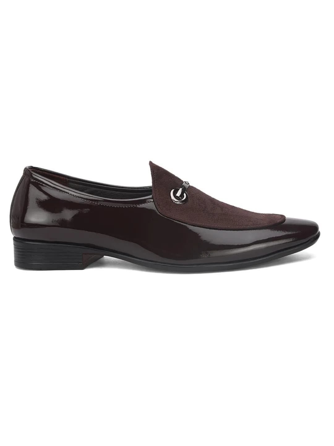 Hydes N Hues Men Brown Solid Formal Slip-Ons