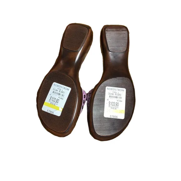Icon Klimt Wearable Art Violet Mid Wedge Open Slide Sz 6.5