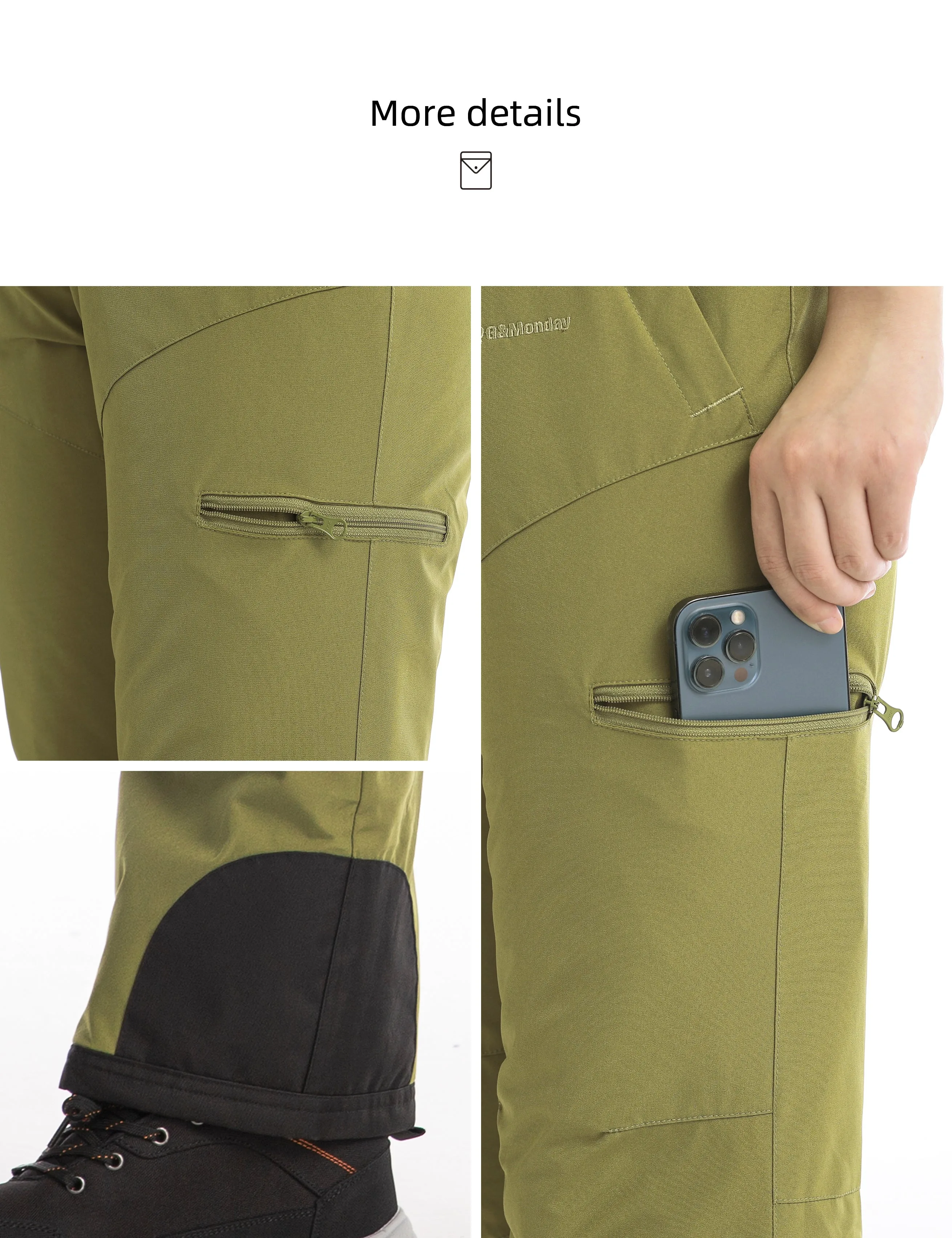iCreek Womens Snow Pants Insulated Winter Warm Snow Trousers Sports Windproof Outdoor（Olive Green）
