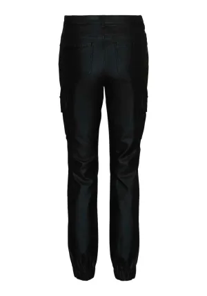 ivy Mid rise Angle Cargo Pants - Black
