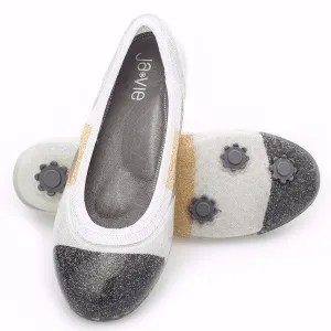 ja-vie metallic colorblock jelly flats shoes