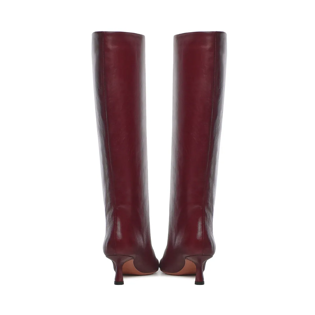 Jane Leather Boots | Wine