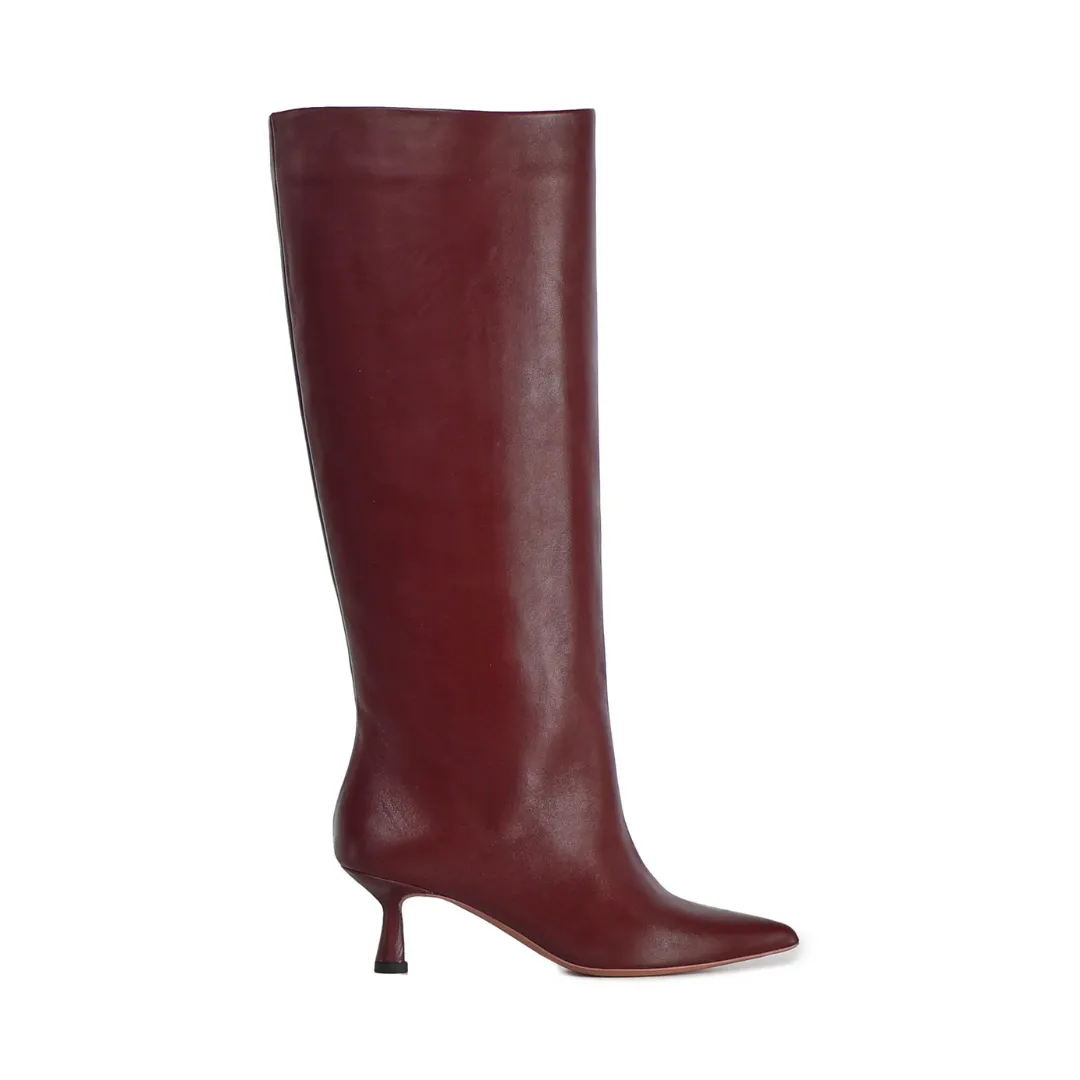 Jane Leather Boots | Wine