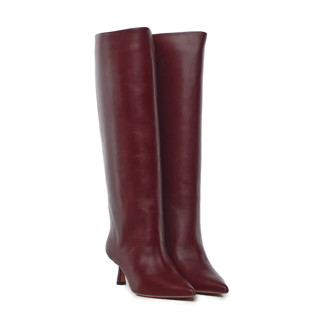 Jane Leather Boots | Wine