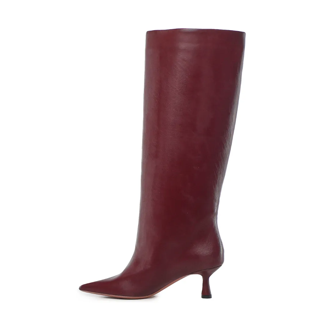 Jane Leather Boots | Wine