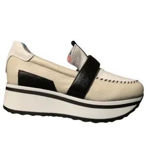 Jose Saenz Sporty Leather Loafer 3523-BG-BLACK & WHITE