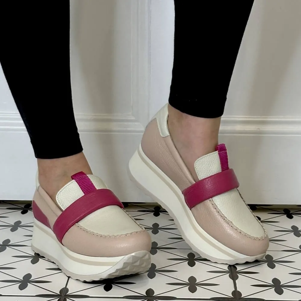 Jose Saenz Sporty Leather Loafer 3523-BG-ROSE FUXIA