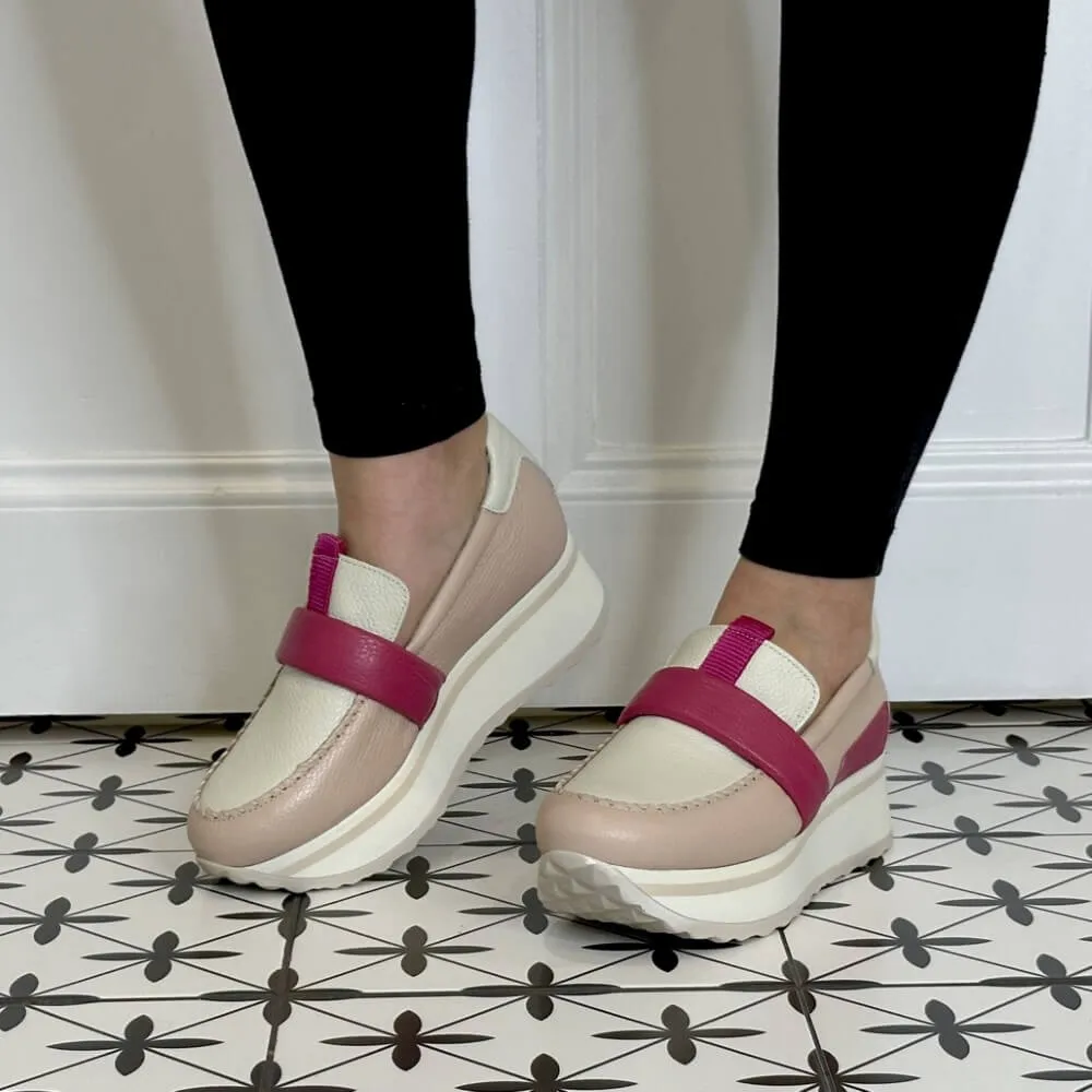 Jose Saenz Sporty Leather Loafer 3523-BG-ROSE FUXIA