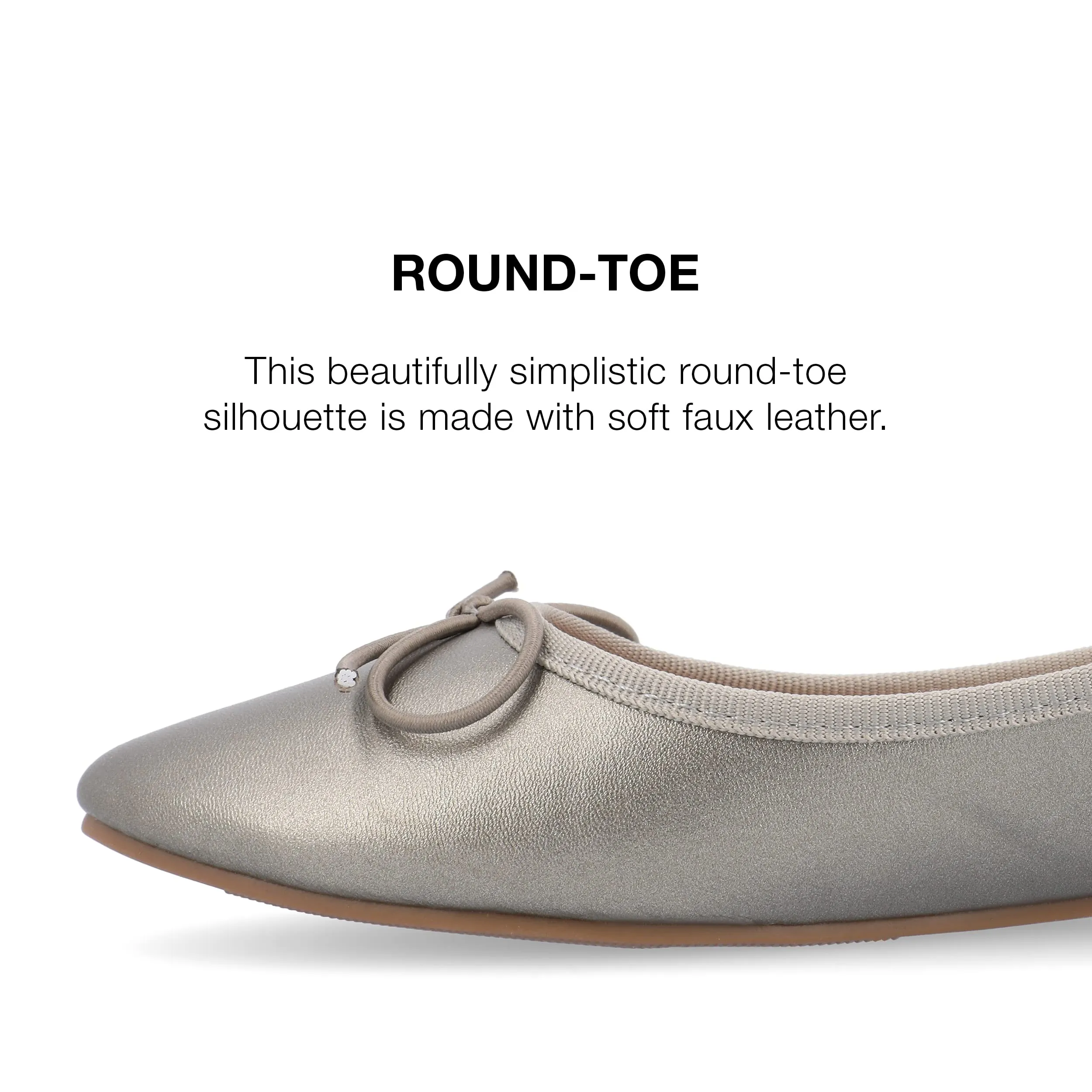 Journee Collection Women's Vika Slip On Round Toe Ballet Dress Flats - Pewter - 10 Wide