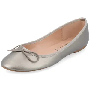 Journee Collection Women's Vika Slip On Round Toe Ballet Dress Flats - Pewter - 10 Wide