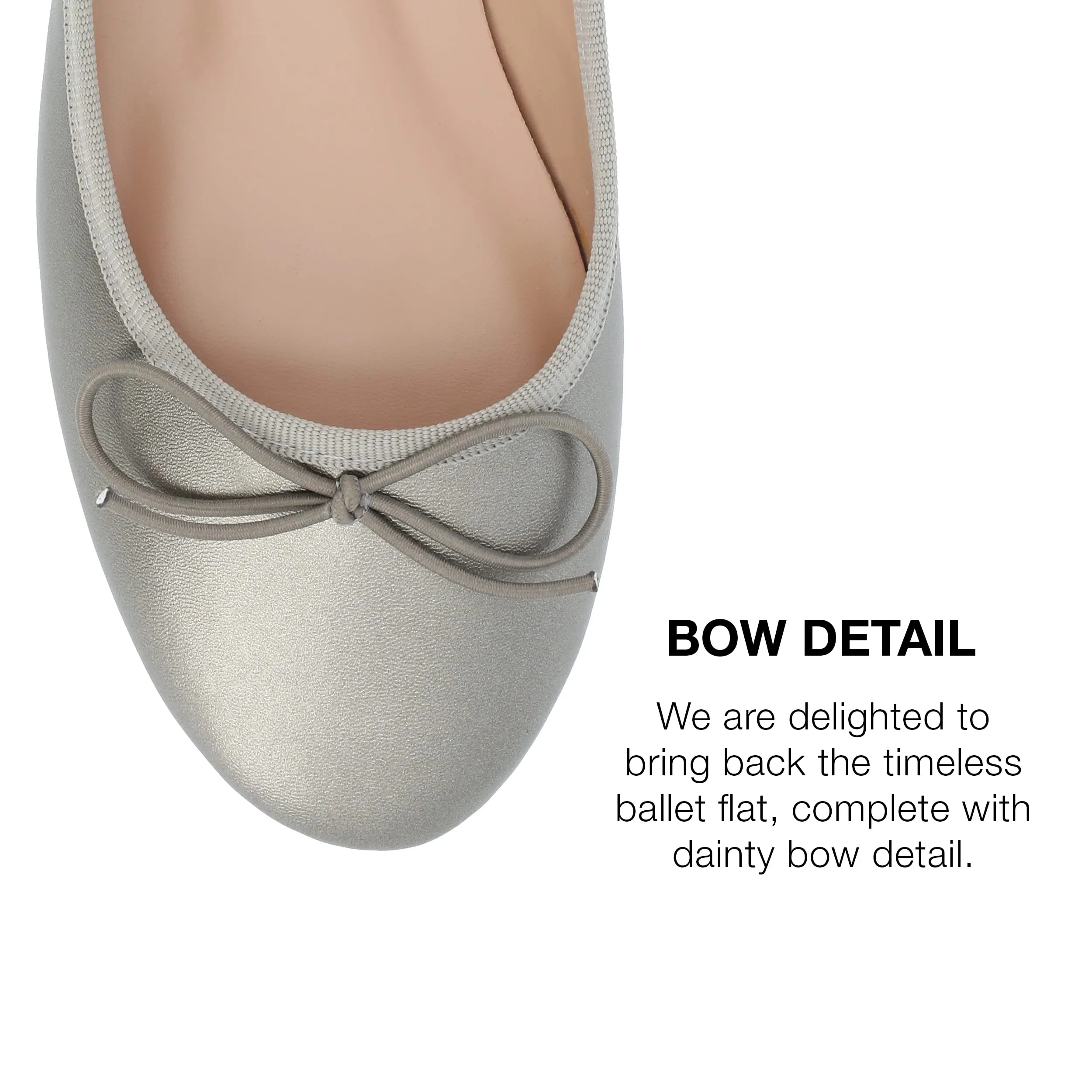Journee Collection Women's Vika Slip On Round Toe Ballet Dress Flats - Pewter - 10 Wide