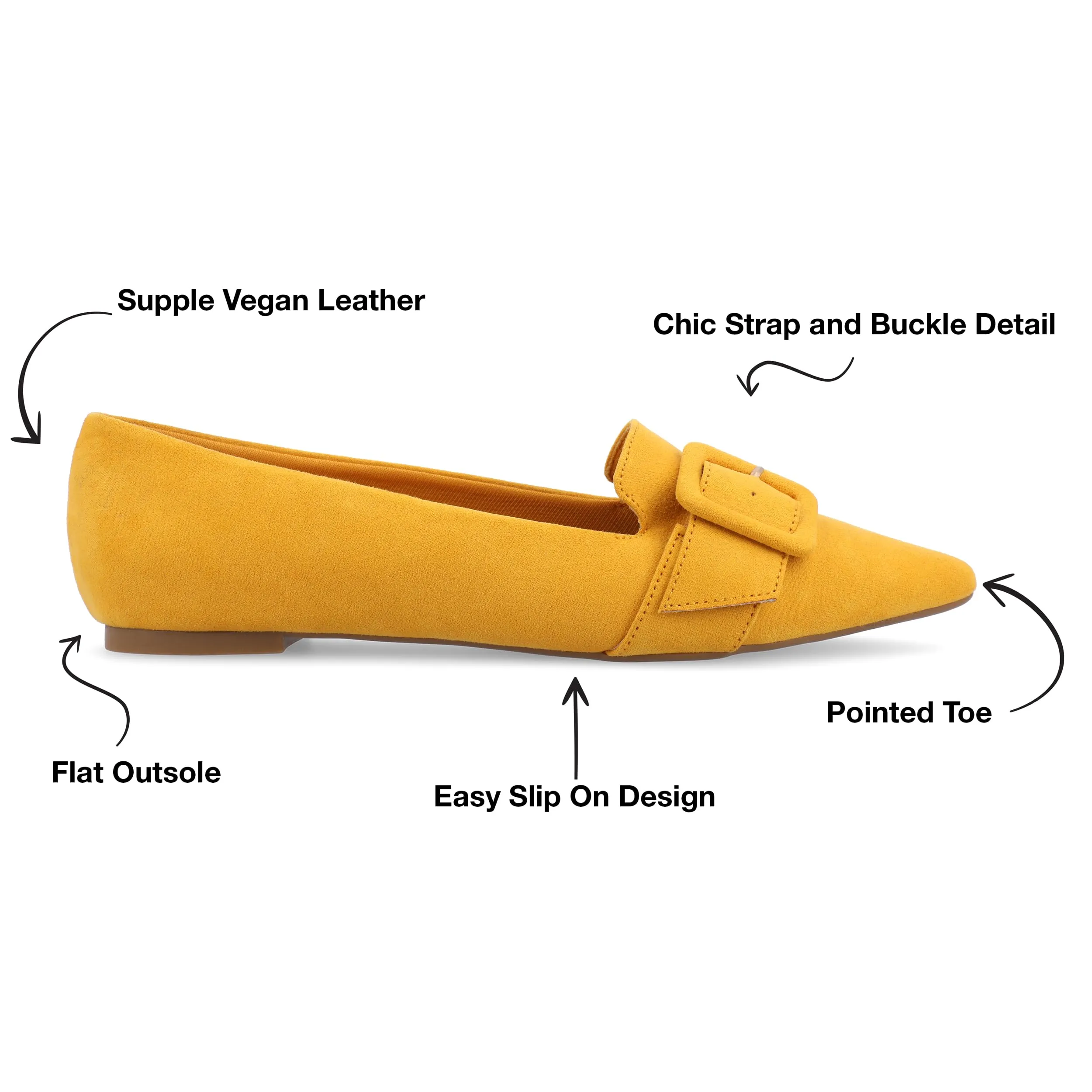 Journee Womens Audrey Slip On Pointed Toe Loafer Dress Flats