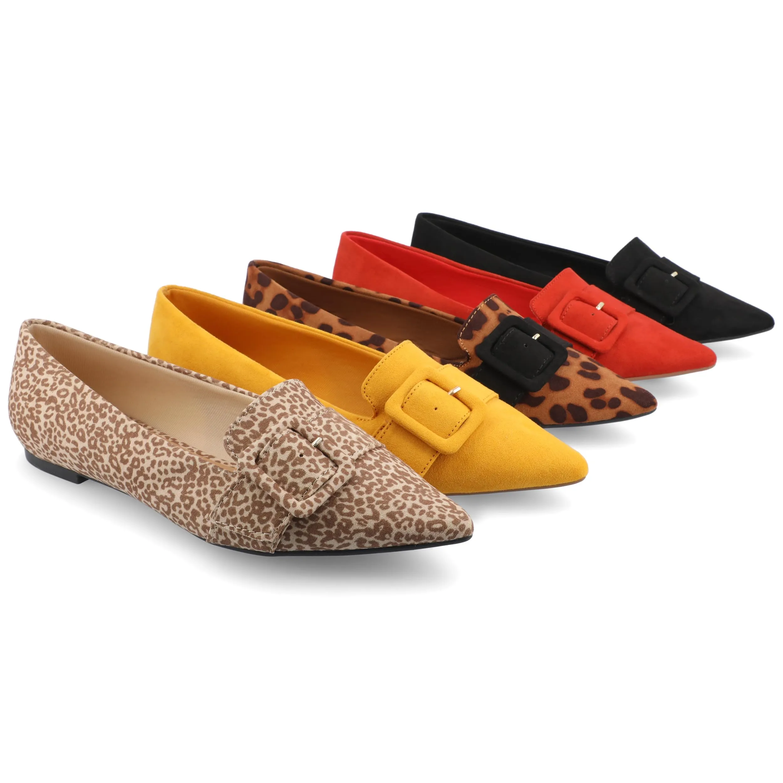 Journee Womens Audrey Slip On Pointed Toe Loafer Dress Flats