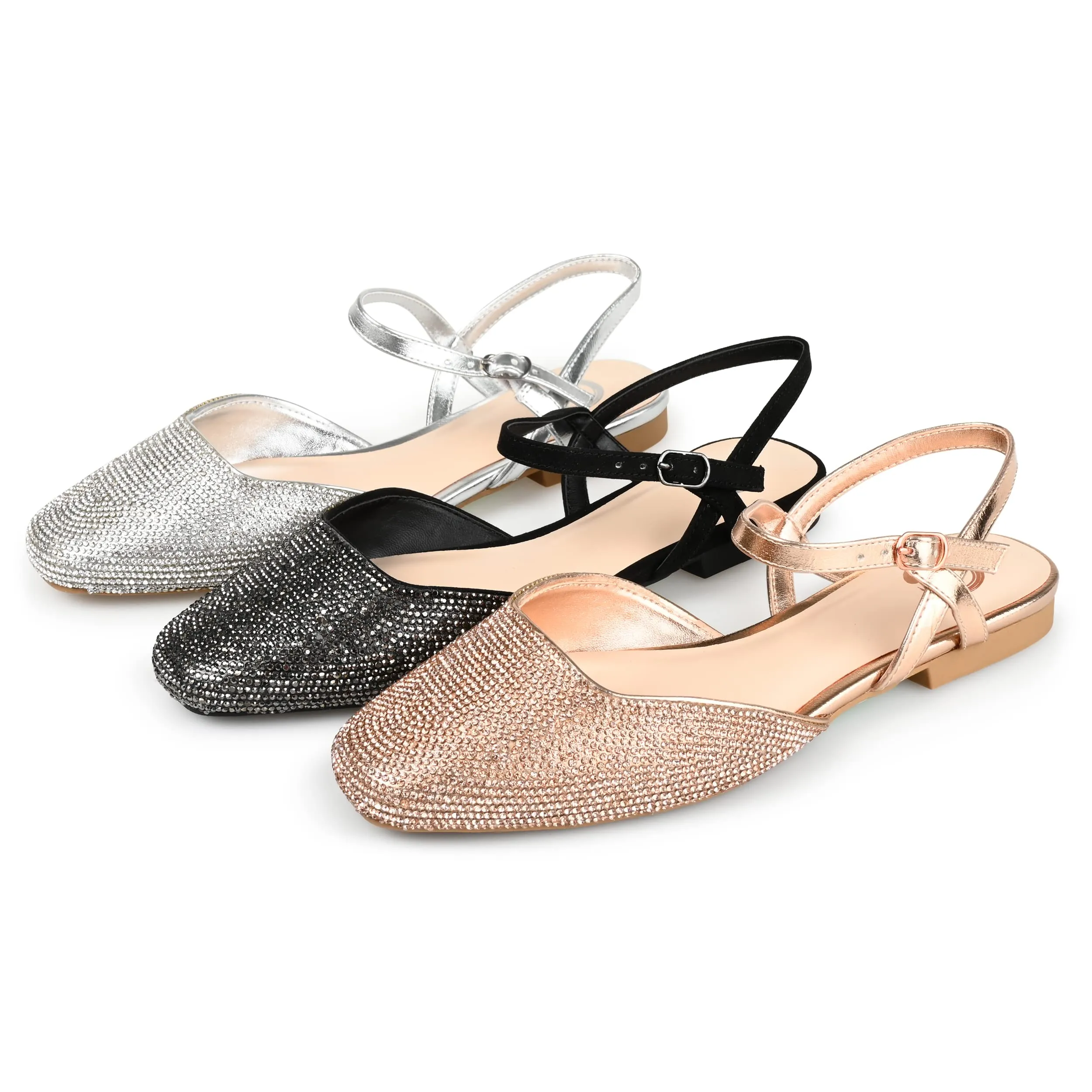 Journee Womens Nysha Tru Comfort Foam Buckle Square Toe Ballet Evening Dress Flats