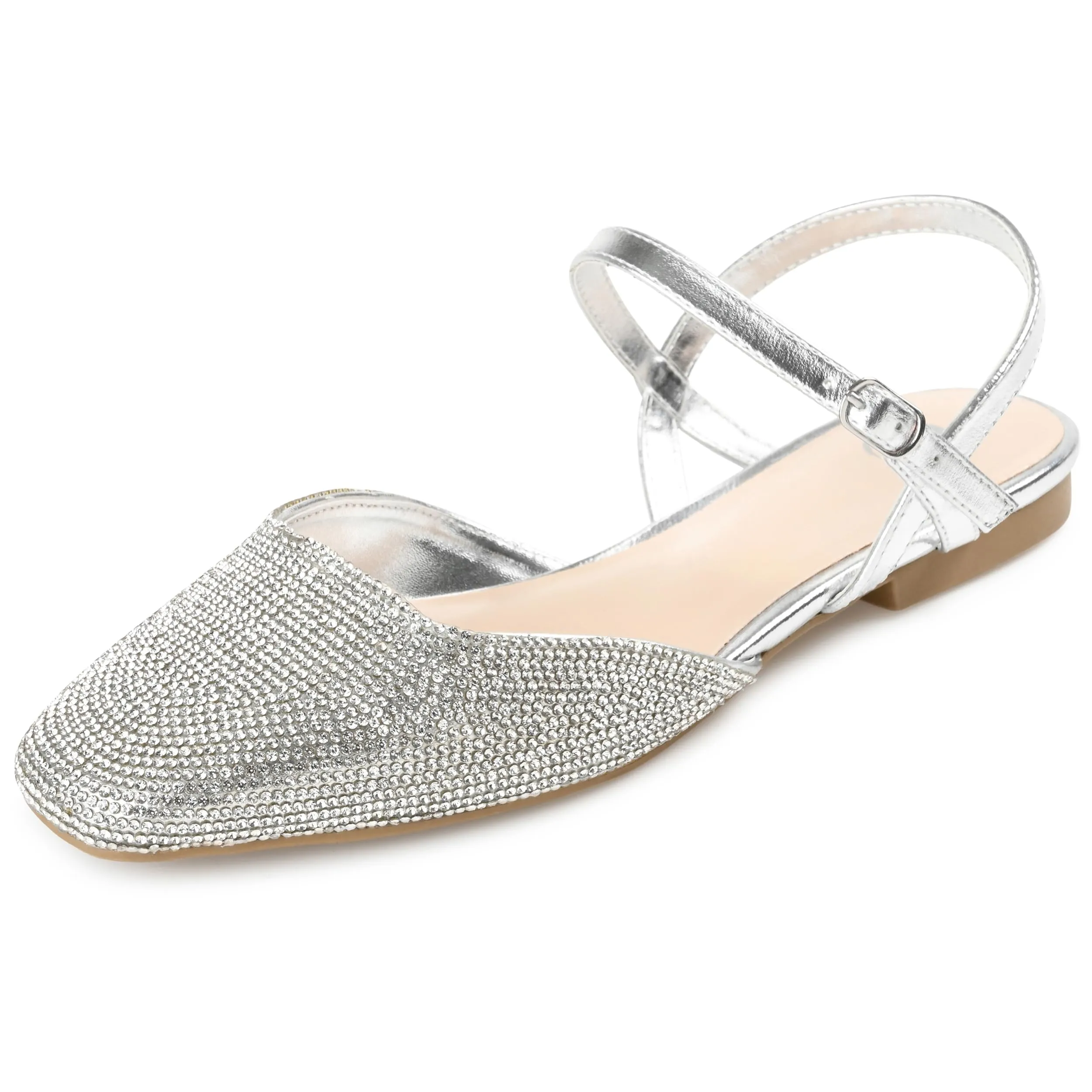 Journee Womens Nysha Tru Comfort Foam Buckle Square Toe Ballet Evening Dress Flats
