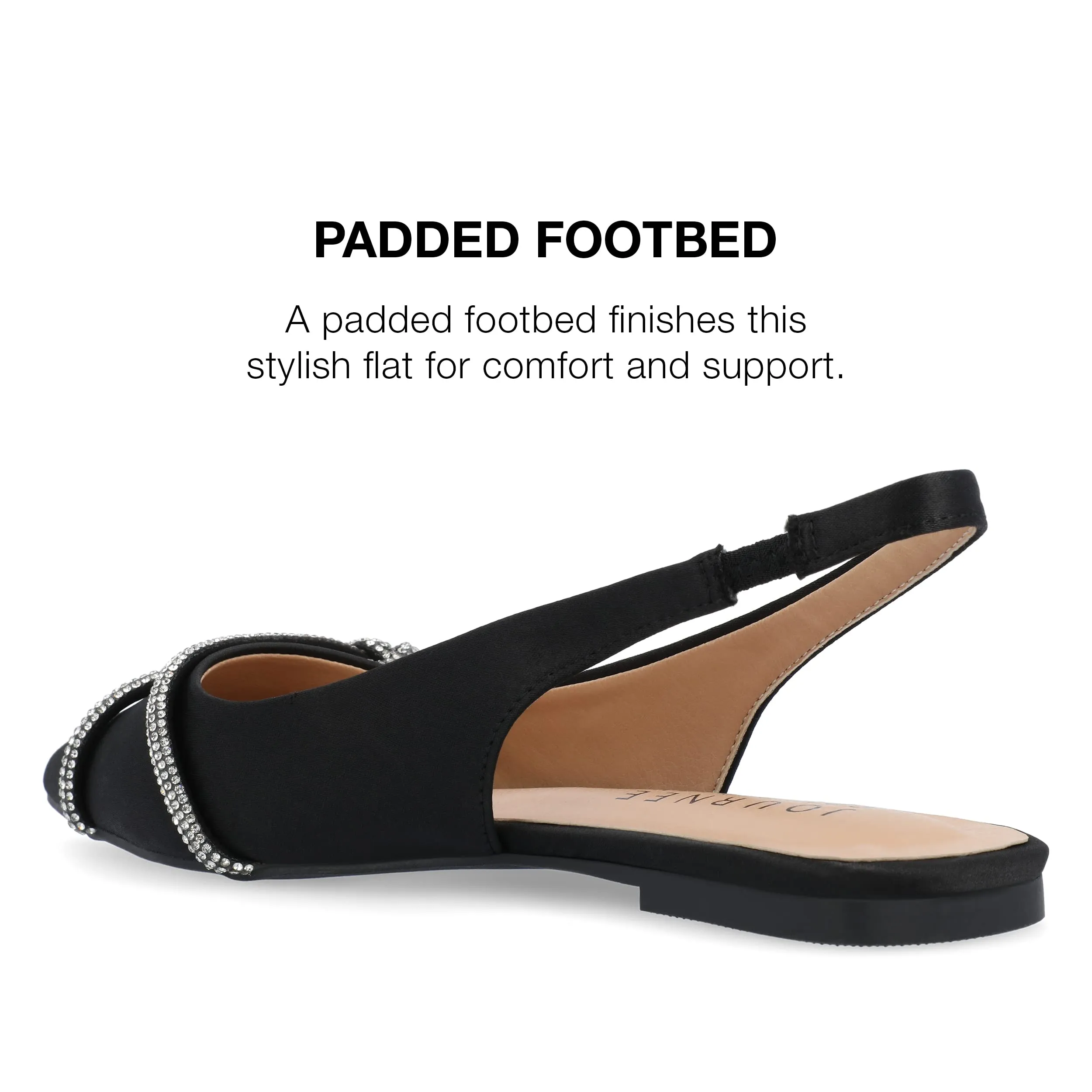 Journee Womens Rebbel Sling Back Pointed Toe Evening Dress Flats Black